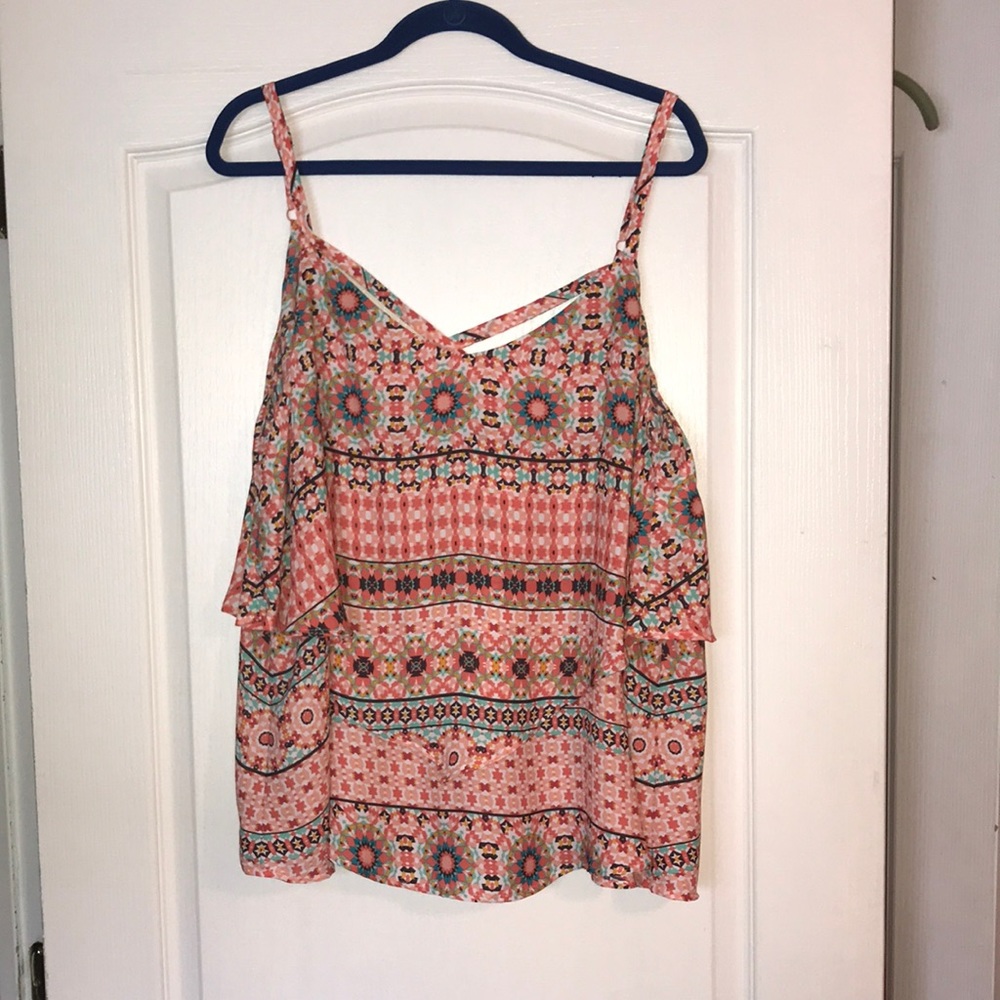 Pink Geometric Double Layer Tank Top
